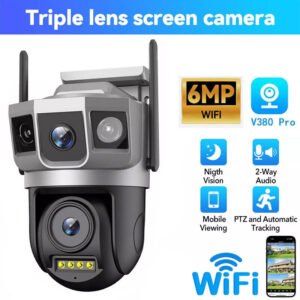 6MP Triple Lens IP Camera Wireless WIFI Outdoor CCTV PTZ Home Security IR Camera