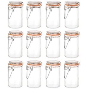 12 CLIP TOP TERRINE STORAGE GLASS JARS - AIRTIGHT SEAL 70ML