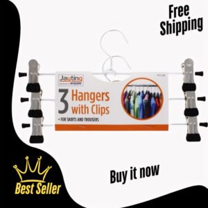 3PCS Strong Metal Clips Hangers Chrome Clothes Coat Trouser Skirt Rack