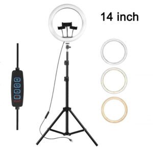 14'' LED Selfie Live Makeup Ring Lights with 1.7Meter Tripod Stand Phone Holders